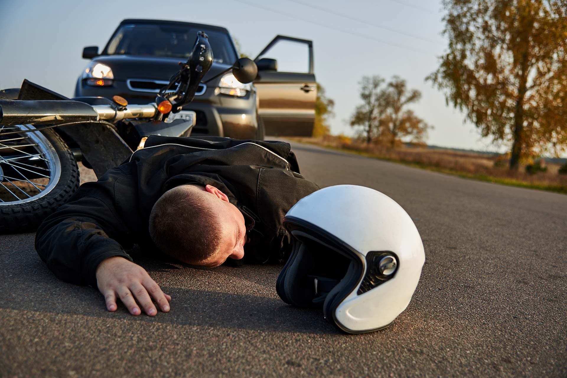 Notfallkarte: Verkehrsunfall eines Motorradfahrers 