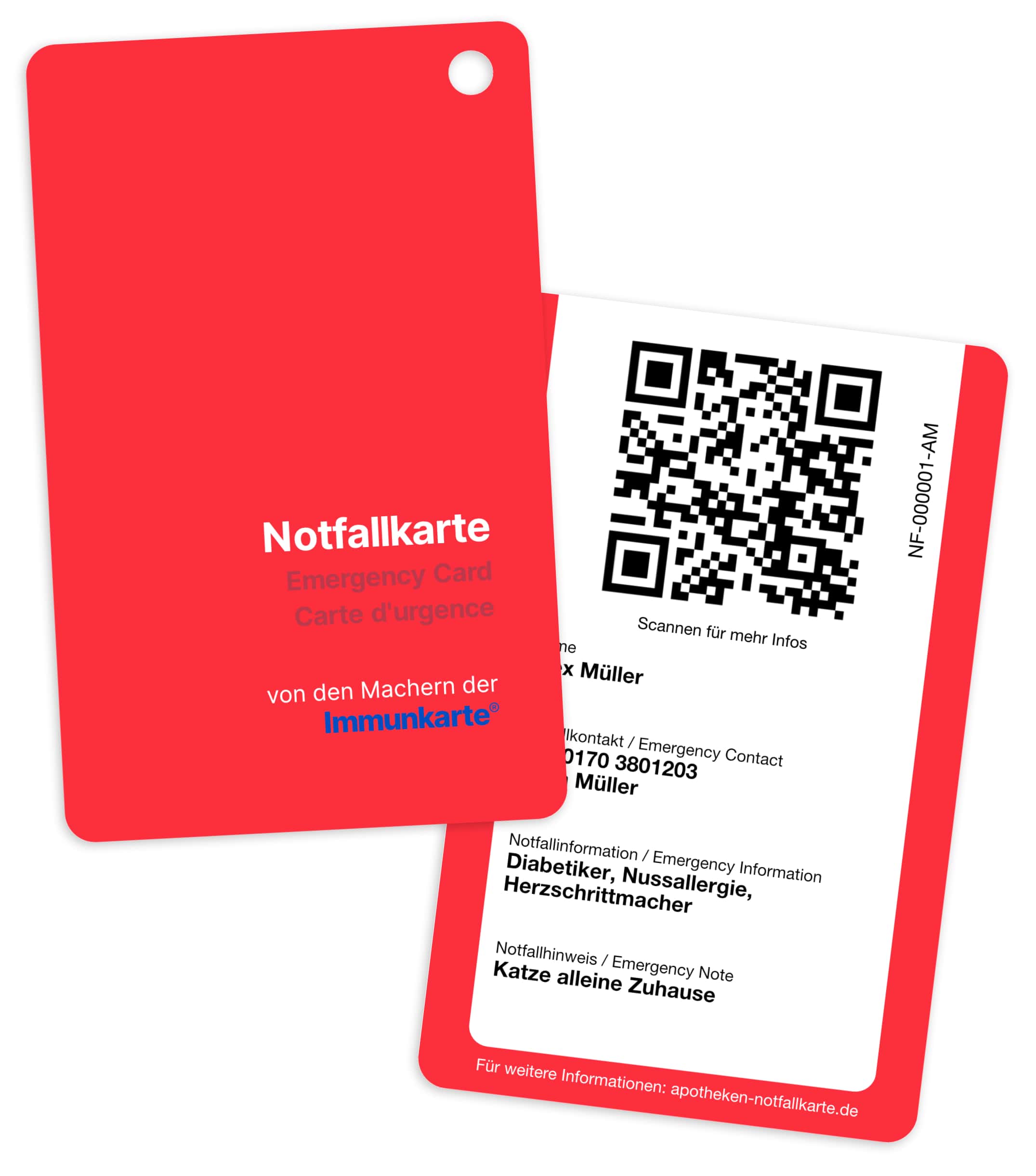 Notfallkarte Online Shop, Gesundheits-/Notfall-Identifikationskarte ...
