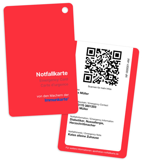 Notfallkarte Online Shop, Gesundheits-/Notfall-Identifikationskarte ...